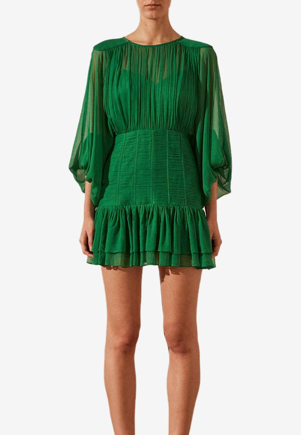 Shona Joy Malina Ruched Mini Dress Green 1233027GREEN