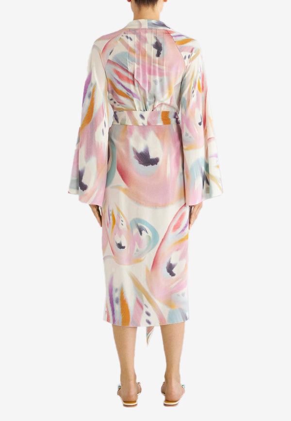 Etro Butterfly-Print Silk Dress Multicolor 12334-4507 0800