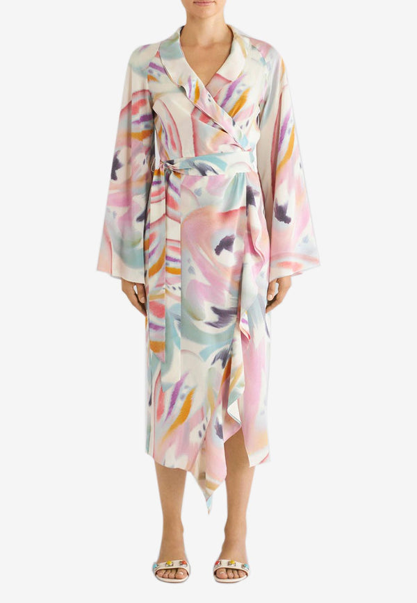 Etro Butterfly-Print Silk Dress Multicolor 12334-4507 0800