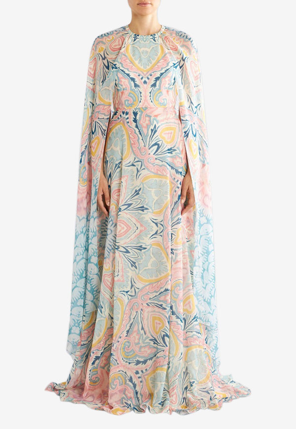 Etro Lucky Clover Maxi Dress in Silk Multicolor 12363-4509 0260