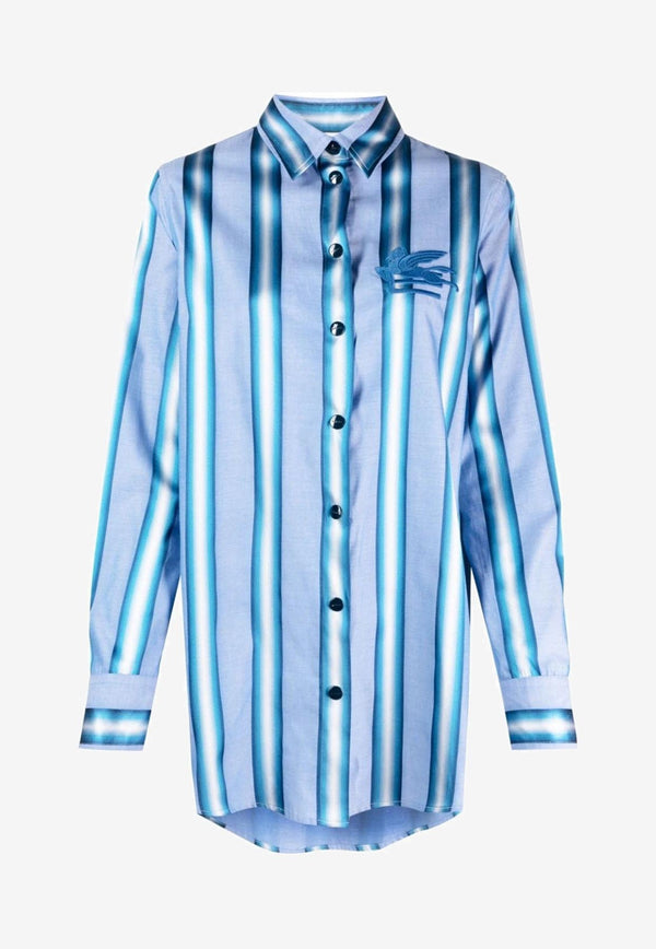 Etro Long-Sleeved Pegaso-Embroidered Shirt Blue 12400-1664 0250