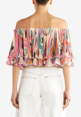 Etro Butterfly Wing Off-Shoulder Top Multicolor 12443-4500 0800