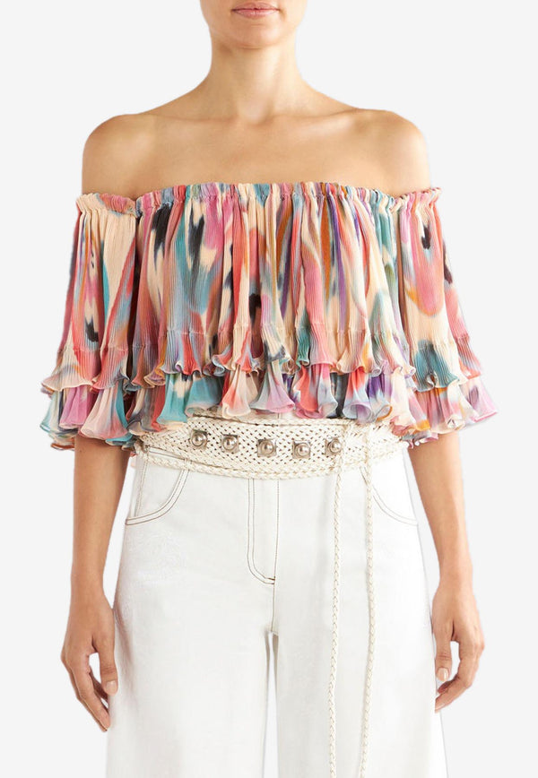 Etro Butterfly Wing Off-Shoulder Top Multicolor 12443-4500 0800