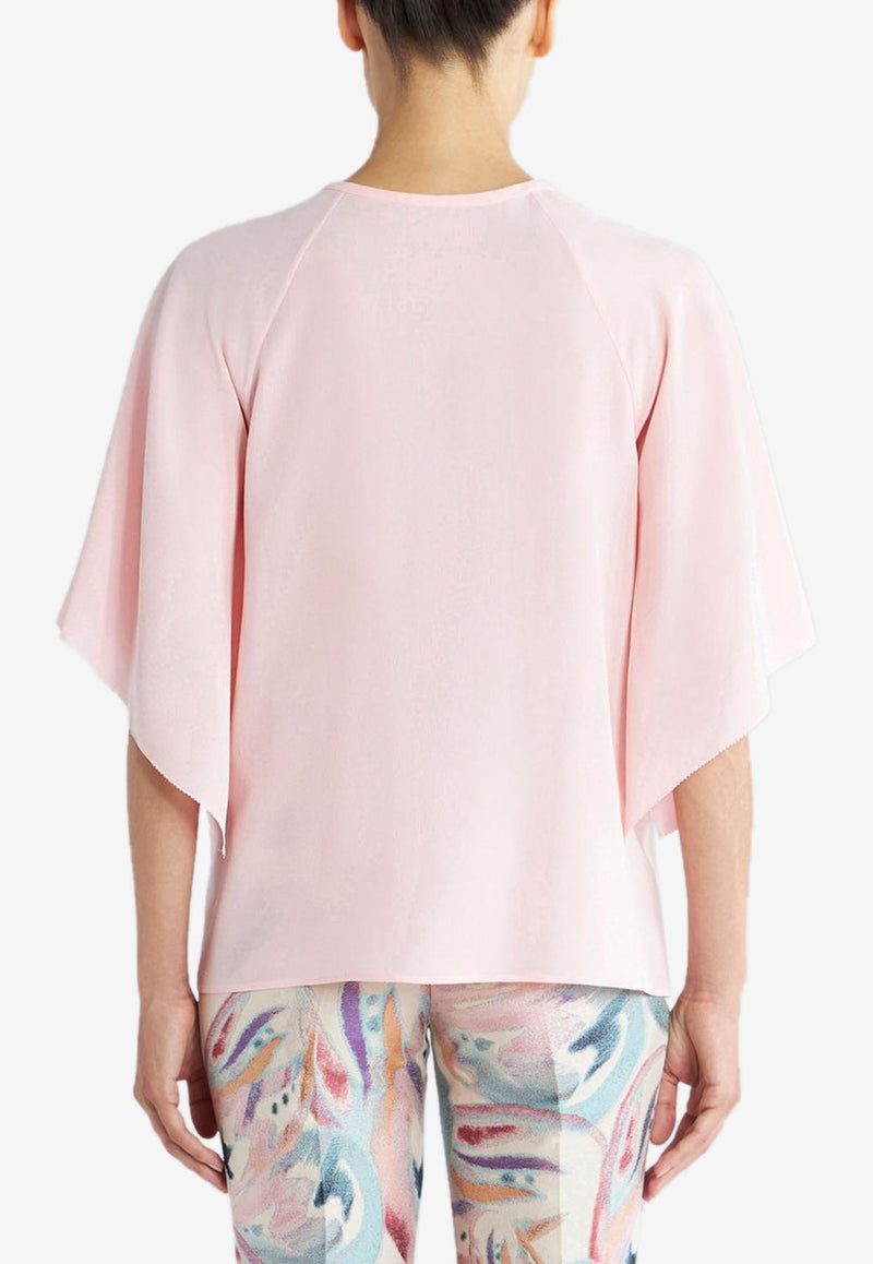 Etro Batwing-Sleeved Silk Top Pink 12449-8500 0655