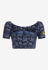 Etro Denim Jacquard Cropped Top Blue 12601-1617 0200