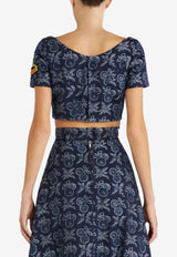 Etro Denim Jacquard Cropped Top Blue 12601-1617 0200