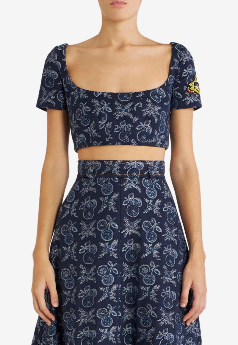 Etro Denim Jacquard Cropped Top Blue 12601-1617 0200