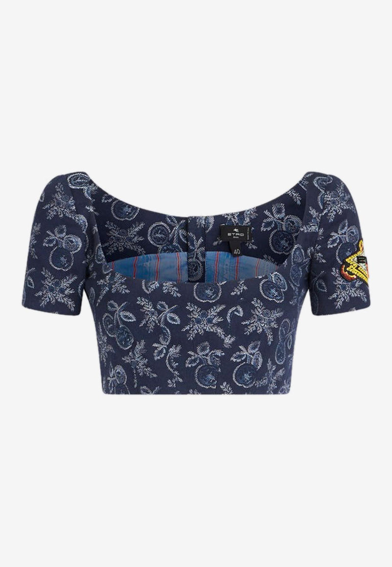 Etro Denim Jacquard Cropped Top Blue 12601-1617 0200