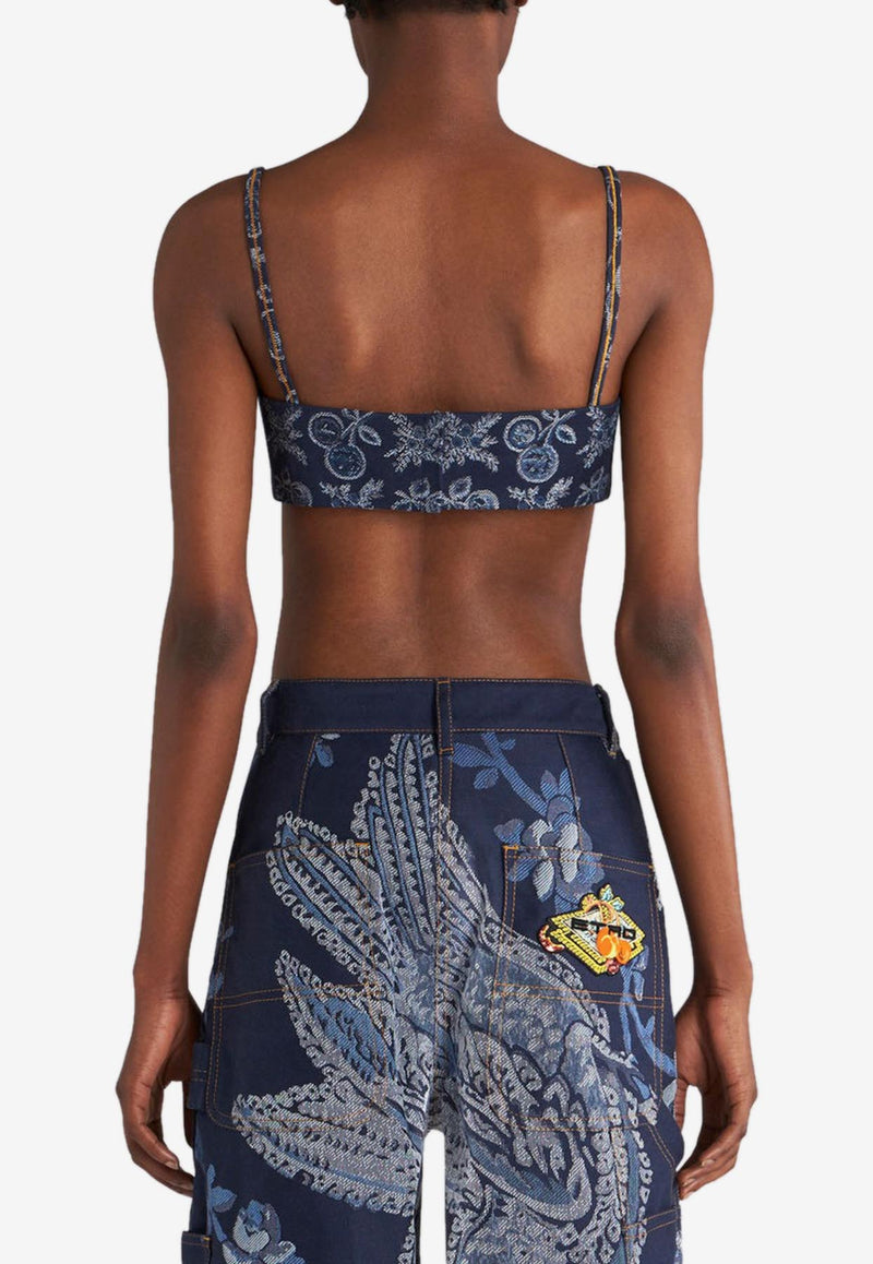 Etro Denim Sleeveless Cropped Top Blue 12605-1617 0200