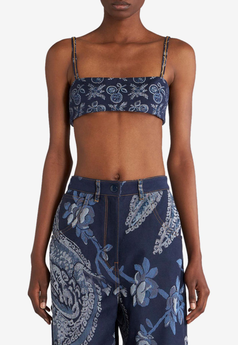 Etro Denim Sleeveless Cropped Top Blue 12605-1617 0200