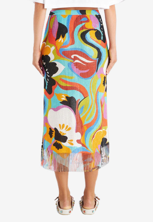 Etro Floral Wave Crochet Midi Skirt Multicolor 12685-9790 8000