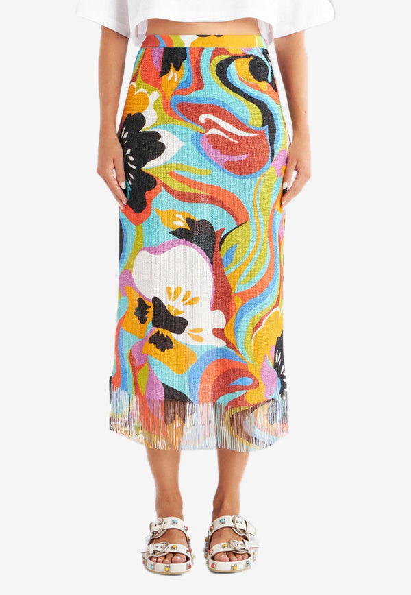 Etro Floral Wave Crochet Midi Skirt Multicolor 12685-9790 8000