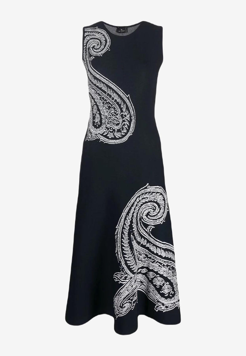 Etro Paisley Midi Dress Blue 12709-9769 0200