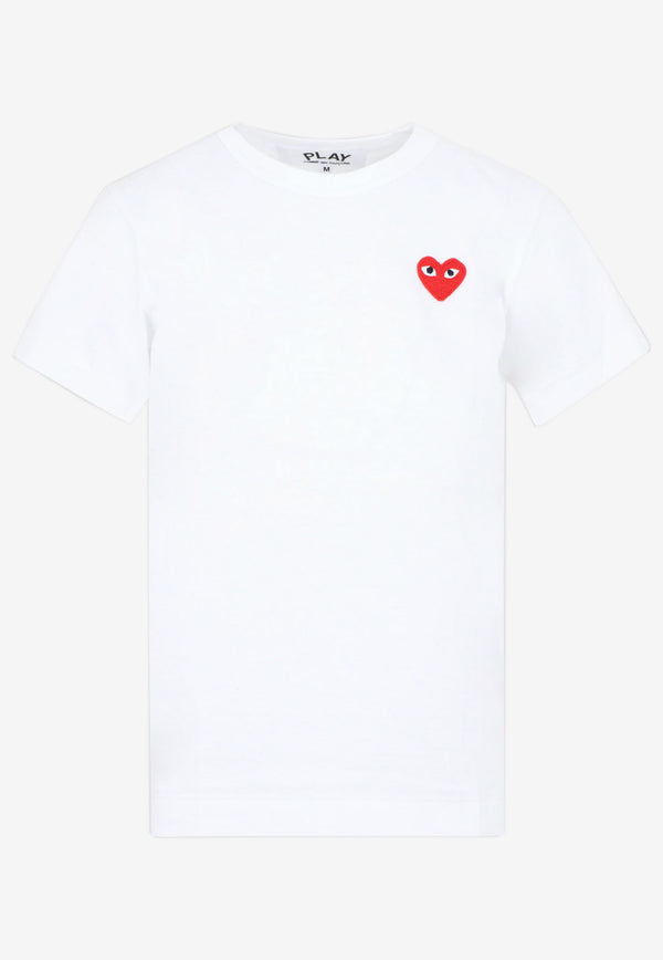 Comme Des Garçons Play Heart Embroidered Plain T shirt 41947751907509 P1T107 2 WHITE