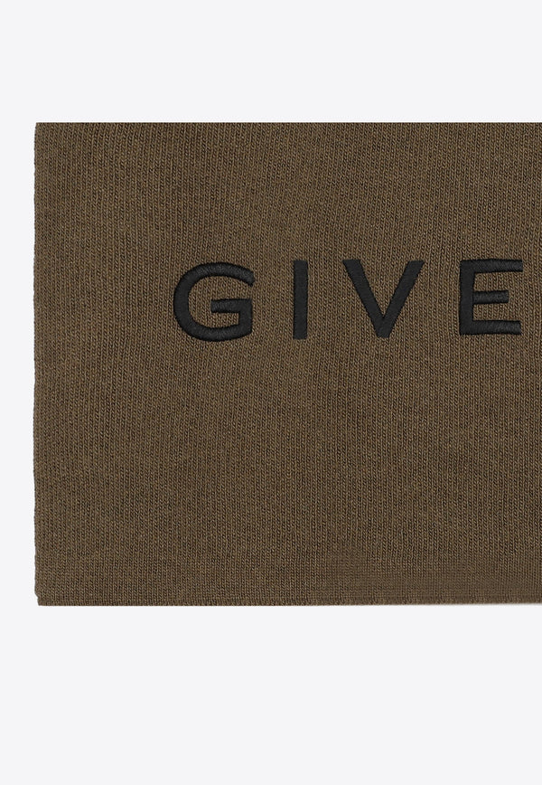 Logo-Embroidered Scarf in Cashmere and Wool
