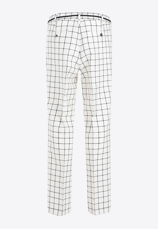 Grid Grid-Leg Pants في Wool