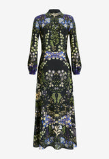 Etro Leafy Floral Print Midi Dress 13305-5133 0001 Black