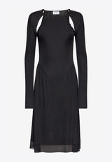 Salvatore Ferragamo Long-Sleeved Drawstring Dress Black 136436 A 750760 BLACK