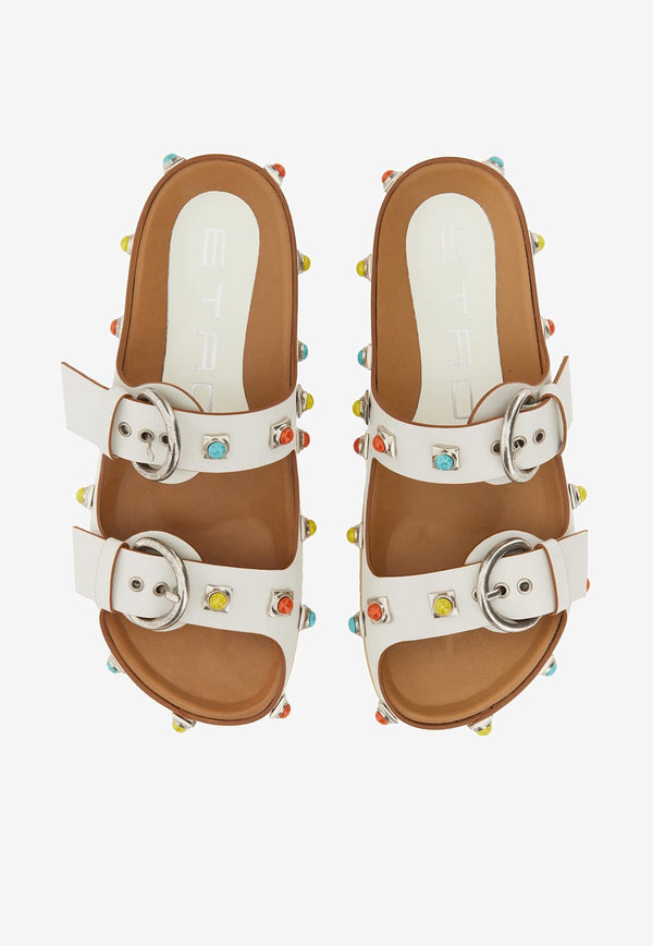 Etro Crown Me Flat Sandals White 13859-3022 0990