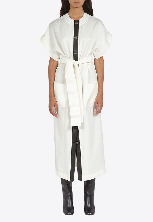 Salvatore Ferragamo Wide-Sleeve Midi Shirt Dress Off-white 13A844 I 759700 OFF WHITE