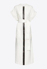 Salvatore Ferragamo Wide-Sleeve Midi Shirt Dress Off-white 13A844 I 759700 OFF WHITE