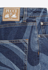 Marmo Print Straight Jeans