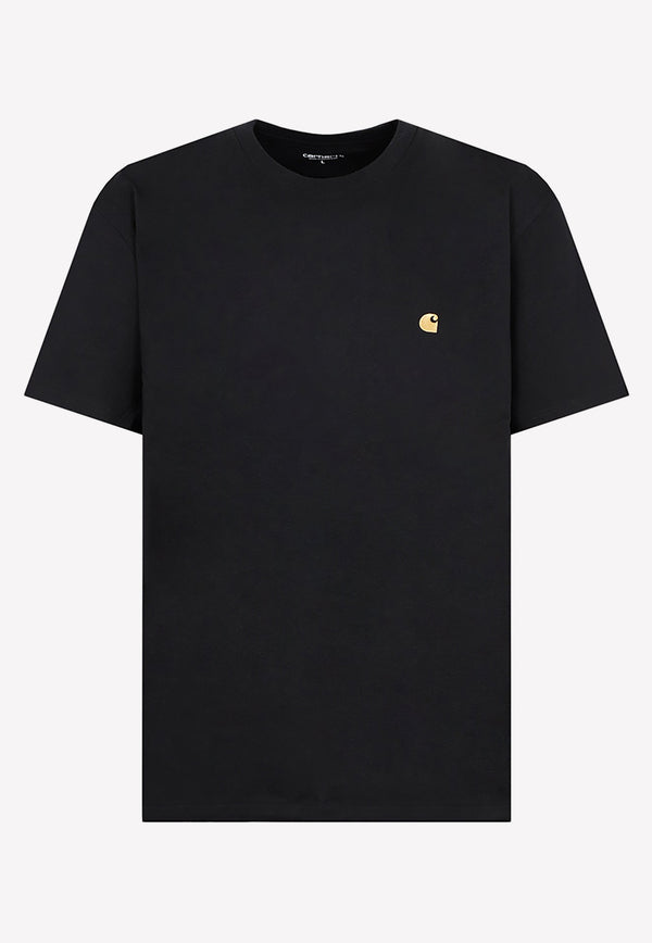 Carhartt Wip Logo Embroidery Chase T shirt 42284008538293 I02639100FXX BLACK GOLD