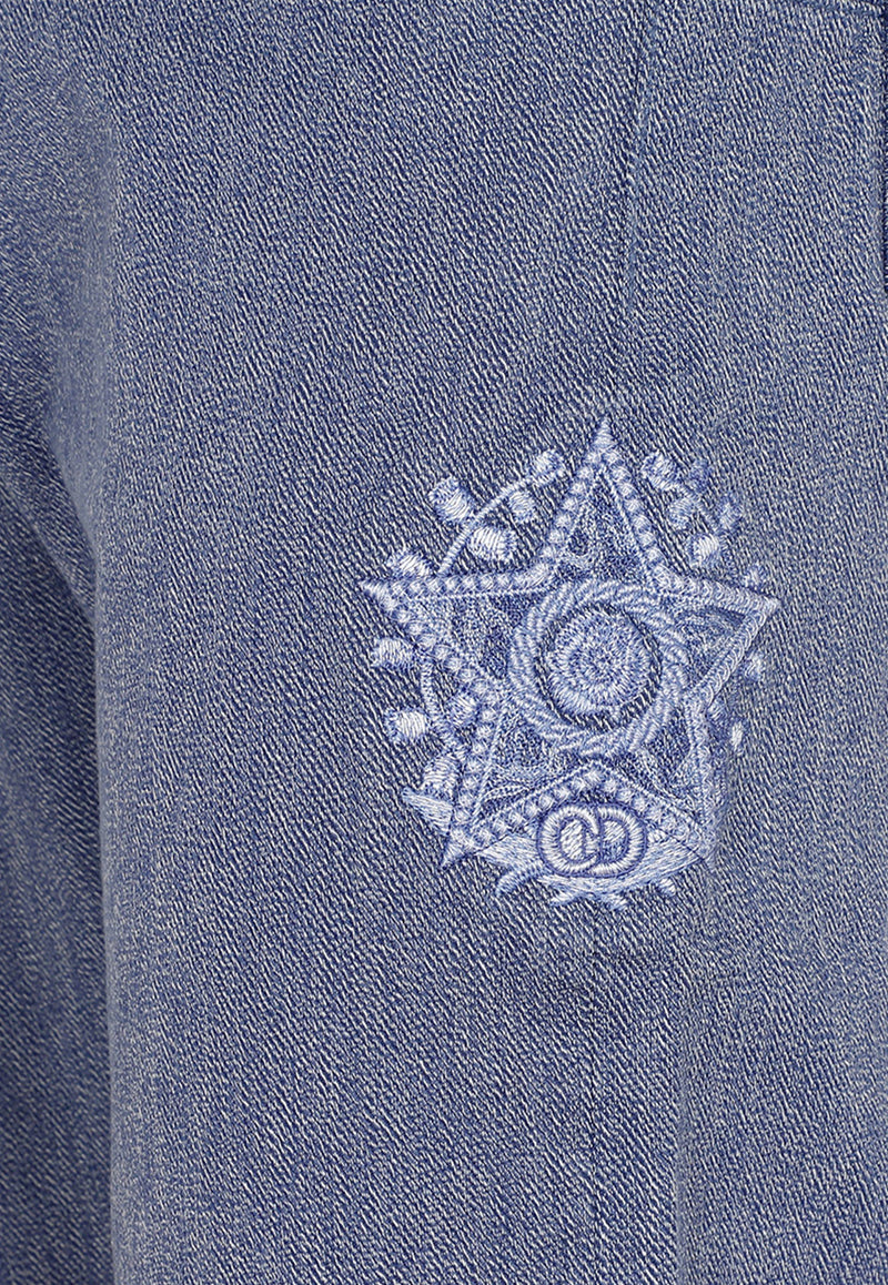 Dior Homme Star Embroidered Skinny Jeans  193D011FY514 585 BLUE