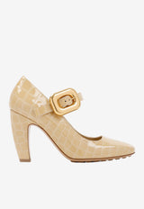 Mostra 90 Mary Jane Pump in Croc-Embossed Leather