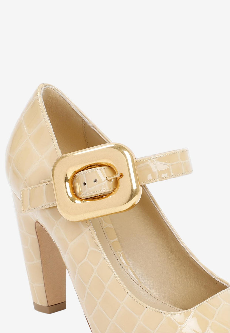 حذاء موسترا 90 ماري جين مصنوع من الجلد بنقشة جلد التمساح