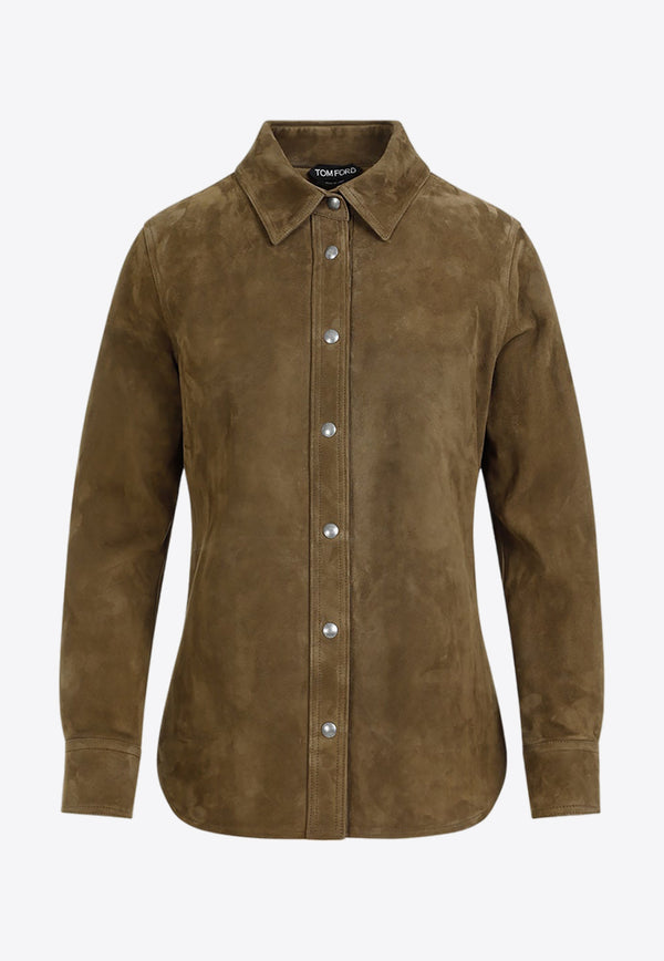 Suede Leather Long-Sleeved Shirt