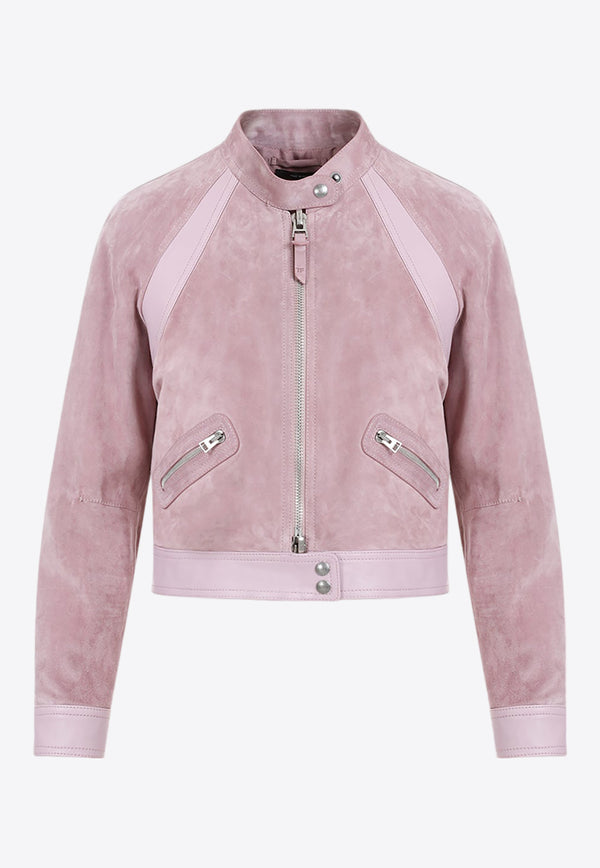 Leather Cropped Racer Jacket