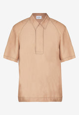 Salvatore Ferragamo Short-Sleeved Shirt in Silk and Cotton Beige 141345 D 752117 AMARETTI