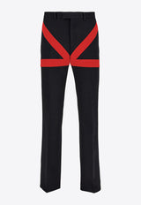 Salvatore Ferragamo Tailored Pants with Satin Inlay Black 143161 P 761172 BLACK
