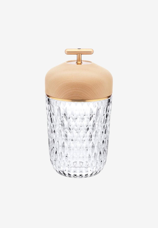 Saint Louis Folia Portable Lamp in Ash Wood and Clear Crystal Transparent 1507E500