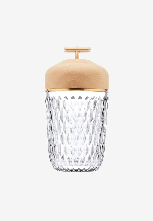 Saint Louis Folia Portable Lamp in Ash Wood and Clear Crystal Transparent 1507E500