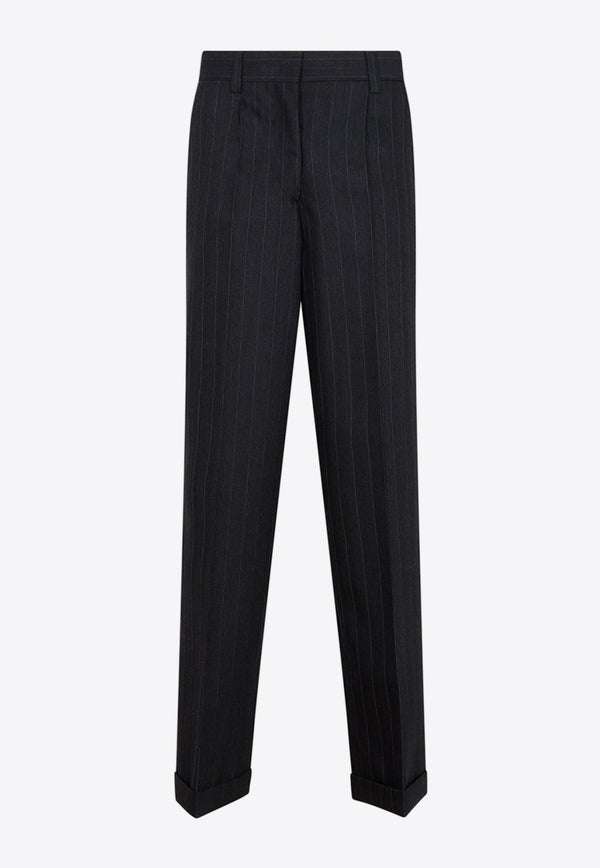 Pinstriped Tailored Pants in Wool
