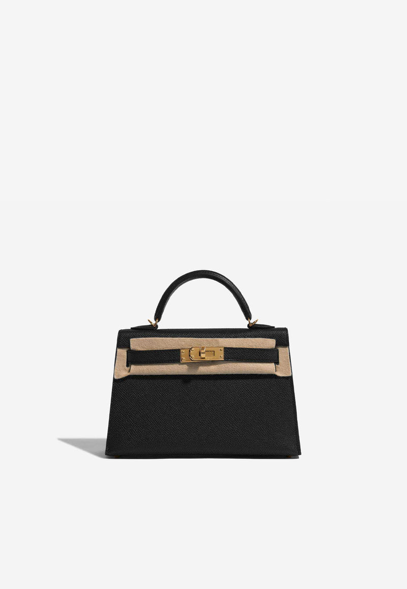 Mini Kelly 20 Top Handle Bag in Black Epsom with Gold Hardware – THAHAB KW