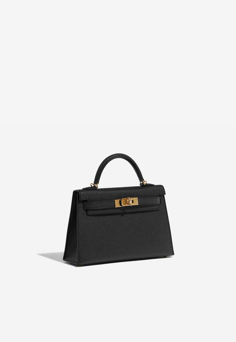 Hermes Kelly II Mini Bag Epsom Leather Gold Hardware In Black