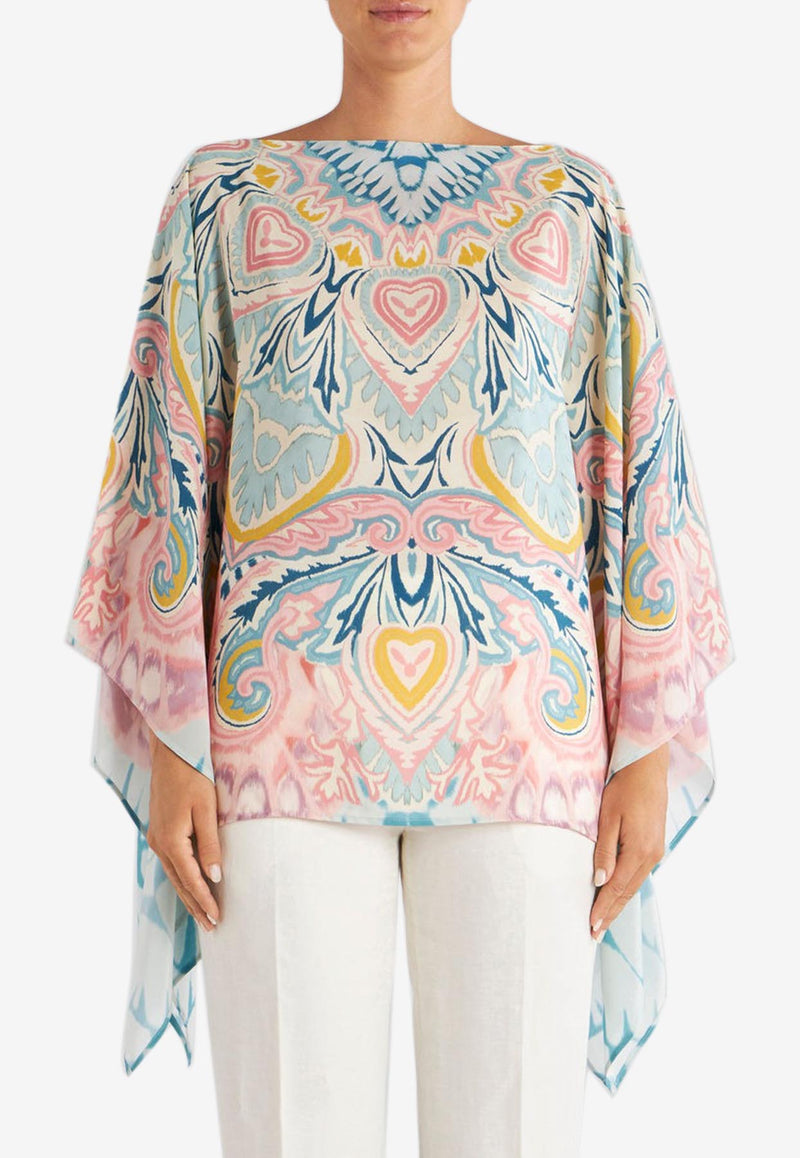 Etro Lucky Clover Silk Poncho Multicolor 15804-5113 0260