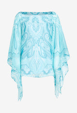 Etro Floral Wave Silk Poncho Blue 15804-5160 0255