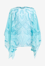 Etro Floral Wave Silk Poncho Blue 15804-5160 0255