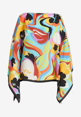 Etro Floral Wave Silk Poncho Multicolor 15804-5164 8000