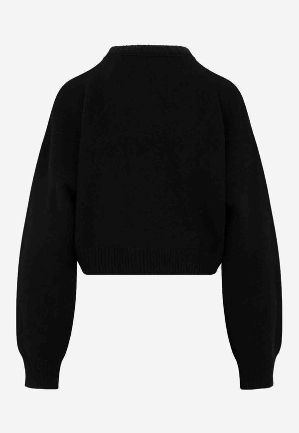 Wool and Cashmere Knitted Cropped Sweater