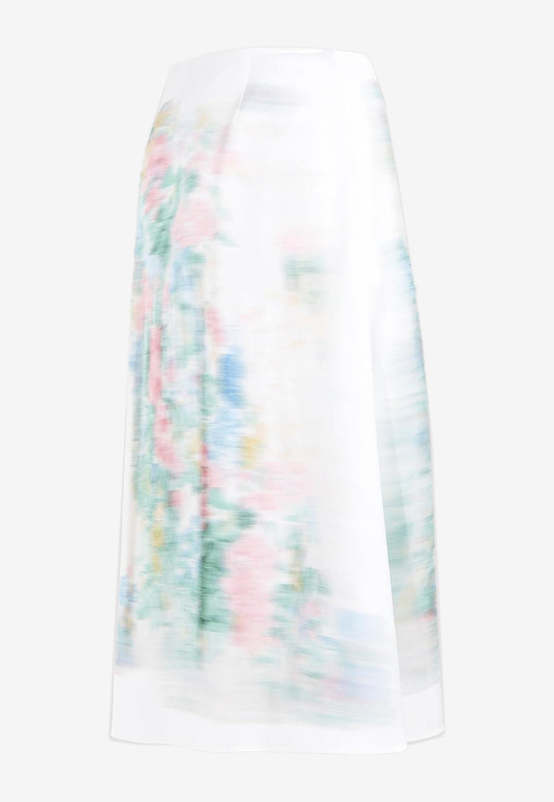 Blurred Effect Midi Skirt