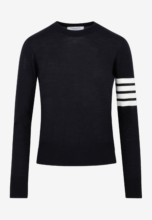Crewneck Wool Sweater with Signature Stripes