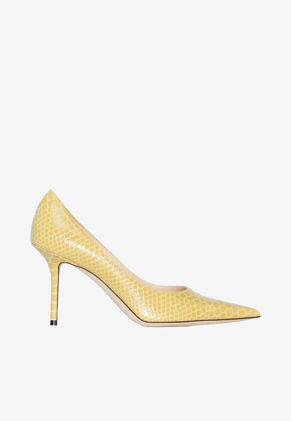 Jimmy Choo Love 85 Pointed Snakeskin Leather Pumps Yellow LOVE 85 GSQ SUNBLEACHED