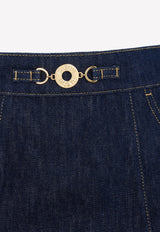 Logo Plaque High-Waist Denim Skirt