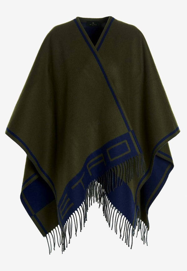 Etro Cashmere and Wool Logo Cape Green 17123-9502 0500