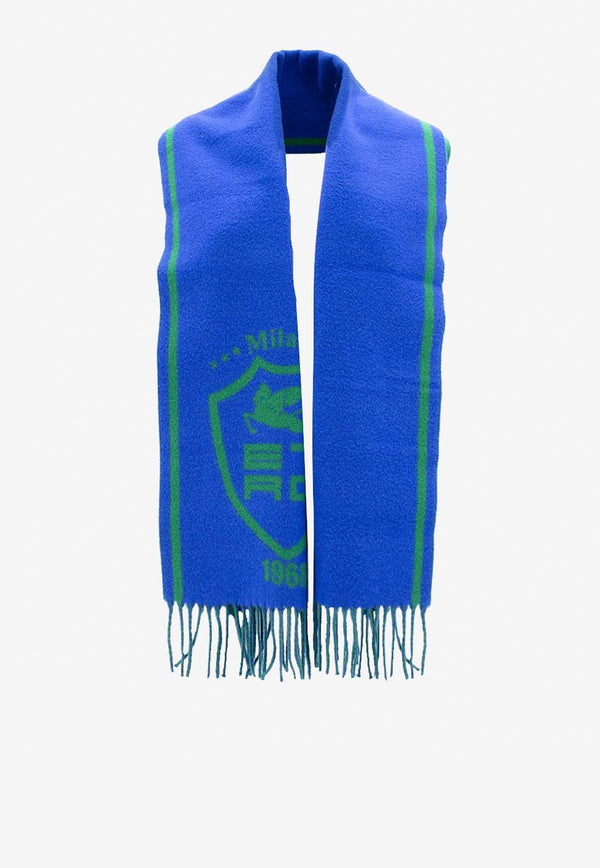 Etro Wool and Cashmere Logo Scarf Blue 17124-9504 0250